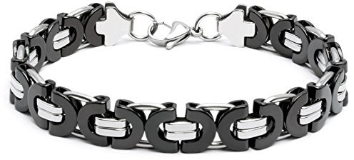 Edelstahl Männer Herren Armband gold silber schwarz Königskette Königsarmband Armkette Hiphop Biker Männerschmuck Geschenk (Silber & Schwarz)