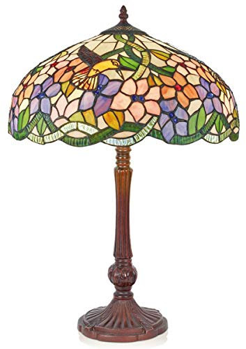 Casa Padrino Tiffany Tischleuchte Mehrfarbig Ø 40 x H. 62 cm - Handgefertigte Hockerleuchte