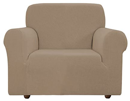 EBETA Sofabezug Elastisch Sofaüberwurfe, Sofahussen komplett Sofaschoner Hussen für Sofa, Couch, Sessel 1 Sitzer (Sand, 85-115 cm)