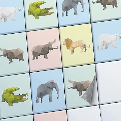 CREATISTO Mosaik-Fliesen Fliesensticker Fliesenfolie - Aufkleber Sticker für Wandfliesen I Stickerfliesen - Mosaikfliesen für Küche, Bad, WC Bordüre (15x20 cm I 48 -Teilig)