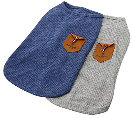 YAODHAOD Hundehemd für Kleine Hunde, Hundekatzen Kleidung, blau und grau, Baumwolle für kleinen Hund und Katze (2er Pack) (XL-Geeignet für Schräbischer und Corgi, Blau und grau)