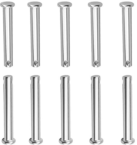 MroMax Perni a foro singolo, 8 mm x 55 mm in acciaio inossidabile 304 a testa piatta con foro perno di posizione per installazione di mobili, per uso domestico fai da te argento 10 pezzi