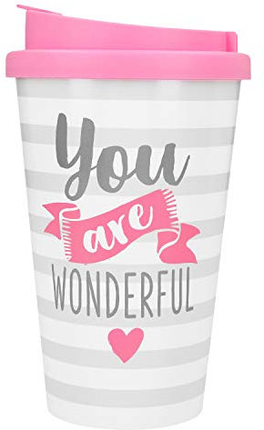 Depesche 2180.047 To-Go Becher aus Kunststoff mit Spruch, 350 ml, wiederverwendbar, You are Wonderful