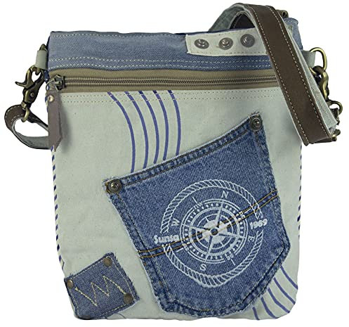 Sunsa Damen Taschen Umhängetasche Handtasche Canvas mit Jeans & Leder. Kleine Vintage Crossbody Tasche/bag Schultertasche, Geschenkideen für Frauen/Mädchen nachhaltige Produkte 52448
