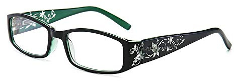 KoKoBin Damen Ultraleichte Lesebrille elegantes Anti-Blau-Licht mit Blumenspiegelfüßen kleine Lesebrille(Grün，+1.0)