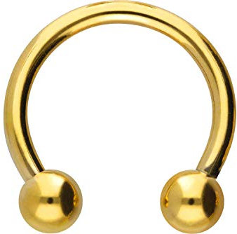 PIERCINGLINE Titan Hufeisenring Piercing Ring Ohr Nase Septum Lippe Intim Goldfarben 1,2 x 7 mm