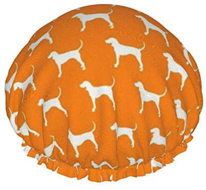 Bath Cap Coonhound On Orange Shower Cap Shower Hat Waterproof Double Layer Reusable Elastic Nightcap