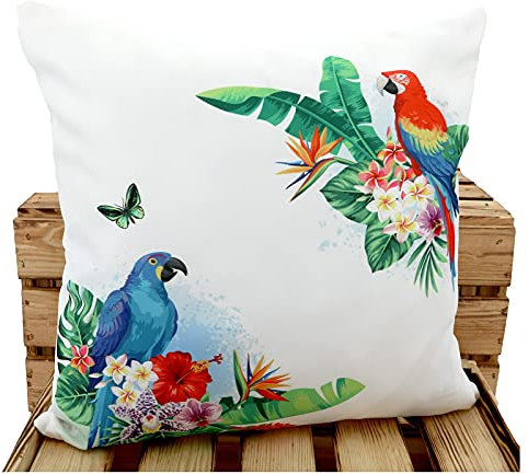 heimtexland ® Outdoorkissen Gefüllt 45x45 Lotus Effekt Garten Lounge Deko Kissen Outdoor Typ741 Papagei