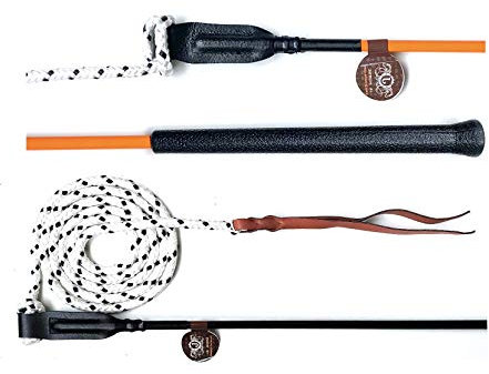 JA Horse Pferd Kontaktstock mit Seil für die Training Bodenarbeit 100/120 cm, Bodenarbeitstick Reitstick Pferdestick Longiergerte Finesse-Stick Carrot Stick Horsemanship Stick (120 cm, orange)