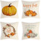 4er Set Thanksgiving Dekorative Kissenbezüge, Herbst Kissenbezüge Zierkissenbezug Kissenhülle, Leinen Kürbis Ahorn Blätter Überwurf Kissenbezug Für Büro Schlafzimmer Auto Dekoration, 45 X 45cm