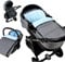 BABYLUX Fußsack 90cm MINKY Kinderwagen Buggy Babyschale Thermo +/ Muff Handmuff Winterfußsack (Grau + Blau)