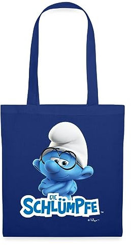 Spreadshirt Die Schlümpfe Schlaubi Schlumpf Logo Stoffbeutel, One size, Royalblau