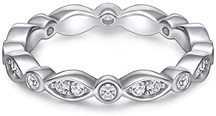 Skcess Damen Ring Sterlingsilber, Ring Damen Silber Runden Zirkonia Engagement Ring Größe 62 (19.7)