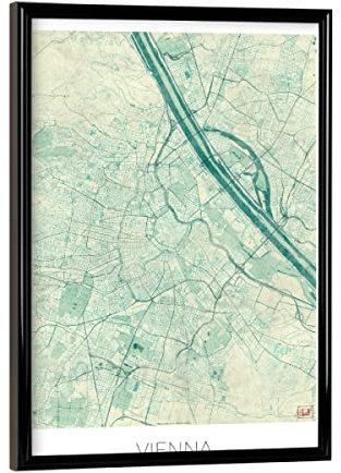 artboxONE Poster mit schwarzem Rahmen 18x13 cm Städte Vienna, Österreich - Bild Karte Map Plakat