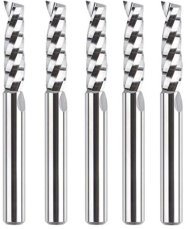 SpeTool 5-teiliges Schaftfräser-Set mit O-Nut, 6,35 mm Schaft, Hartmetall-Spiralfräser für CNC-Fräser, Fräser