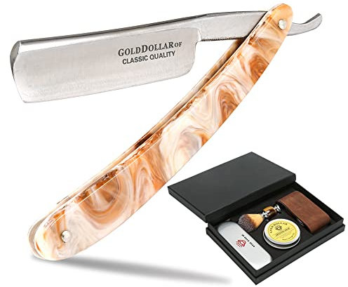 Gold Dollar Rasiermesser, Rasierset, Acrylgriff, Retro-Rasur für Männer und Barbier, ohne Stabilisator