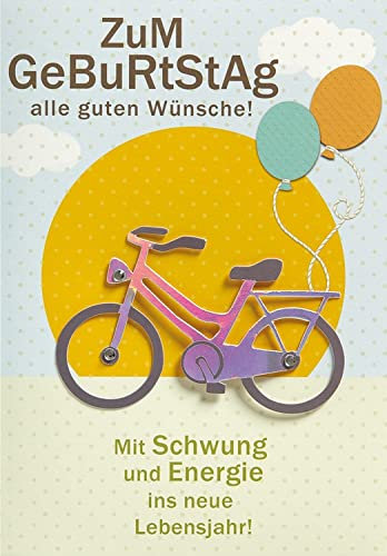 Perleberg hochwertige Geburtstagskarte der Lifestyle Collection mit Fahrrad-Motiv - schwungvolle Karte zum Geburtstag mit Umschlag - Geburtstagskarten in Premium-Qualität 11,6 x 16,6 cm