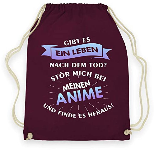 wowshirt Turnbeutel Gymsack Gibt es ein Leben nach dem Tod Anime Yandere Manga Otaku, Farbe:Burgundy