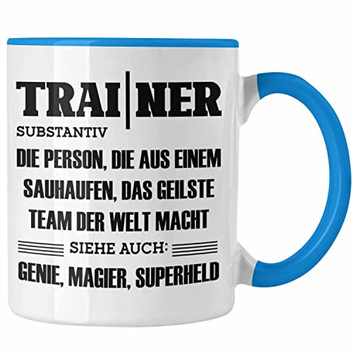 Trendation - Trainer Tasse Geschenk Bester Coach Geschenkidee Spruch (Blau)