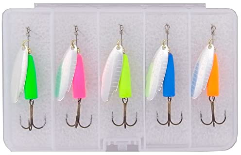 Mapso - Kit 5 Cucchiaini da Pesca Popper Lastrata 3 Argento Fluor, 15 GMS