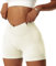 Vertvie Damen Gym Shorts V Cross Stretch Push Up Yoga Shorts Booty Scrunch Fitness Hosen Kurz High Waist Nahtlos Workout Sportshorts Butt Lift Kurze Leggings Sommer (Beige, M)