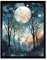 Artery8 Full Moon Winter Forest Landscape Snowfall over Trees at Night Art Print Framed Poster Wall Decor 12x16 inch