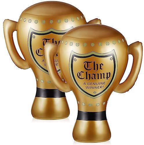 NUOBESTY Palloncino trofeo gonfiabile 2pcs 3D Trofeo Palloncino premio Coppa trofeo con manico Mylar Palloncino per eventi sportivi Decorazione del partito