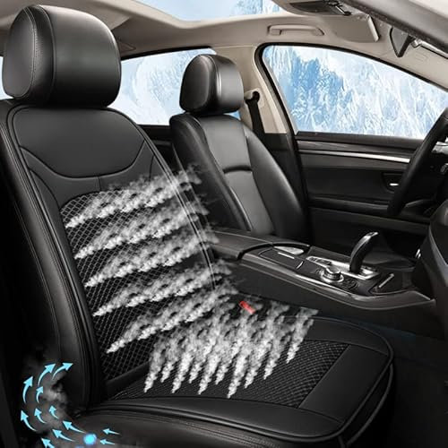 WHMH 12v/24v Klima Sitzauflage Auto für BMW X1 X2 X3 X4 X5 X6 E84 F48 F39 E83 F25 F26 G02 E53 E70,Belüftete Sitzauflage 3 Kühlstufen Atmungsaktiver Sitzschoner,A/Black-A/Single Block 12V