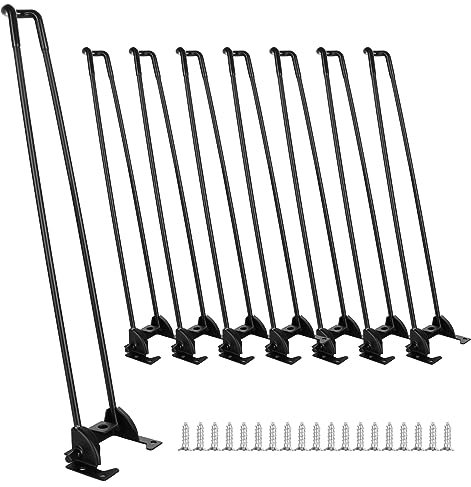 Zoforty 43 cm große, faltbare Tischbeine mit Haarnadel, robust, für Couchtisch, Laptop, Mini-Schreibtisch und Heimwerker-Projekte, schwarzes Metall, mit Schraube, 8 Stück