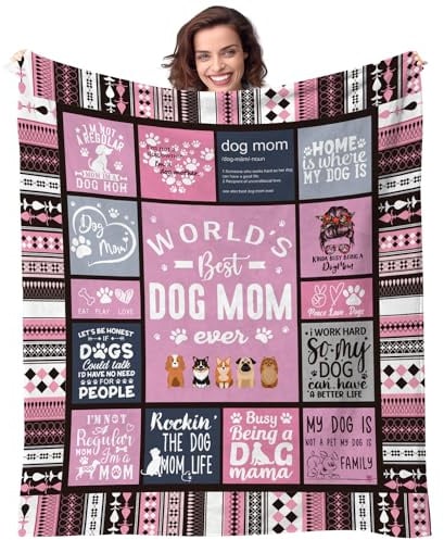 standhustle Dog Mom Blanket for Dogs Lovers Women 50X60 Best Dog Mom Ever Soft Throw Blanket Dogs Themed Gifts for Women Girls