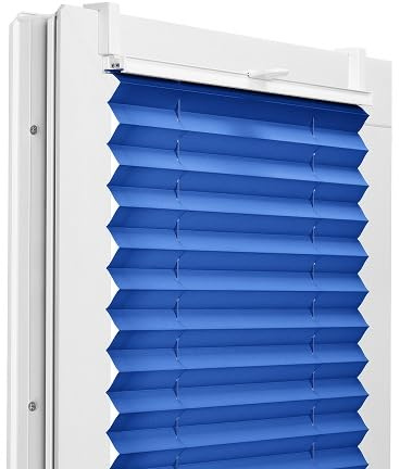 Fenster DEKOR - Plissee Klemmfix ohne Bohren Breite 110 cm x Höhe 110 cm - Fenster Plissees innen Marineblau - Faltrollo Blickdicht - Faltrollos einfach zu montieren - Blissett Rollo