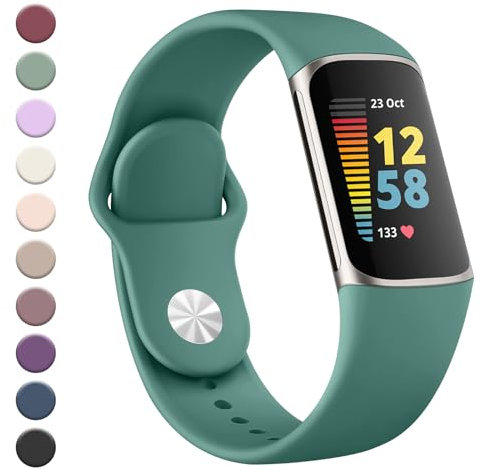YLK Pulsera para Fitbit Charge 5 / Fitbit Charge 6 pulsera mujer hombre pulsera de silicona mejorada correa de reloj deportivo ajustable de repuesto para Fitbit Charge 5 pulseras/Charge 6