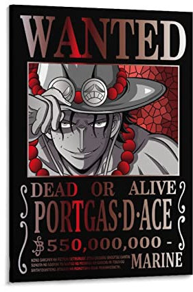 Anime One Piece Wanted Poster Ace Leinwand Gemälde Poster Wandkunst Dekorative Bild Drucke Moderne Dekor 40 x 60 cm