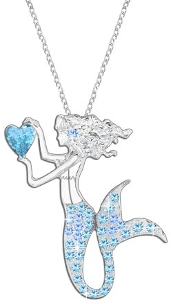 Meerjungfrau-Halskette für Mädchen, Damen-Halsketten mit Kristallanhänger, Geschenke, Schmuck, Geschenke für Mädchen, Tochter, Enkelin, Nichte, Geburtstag, Weihnachten, Abschlussgeschenk