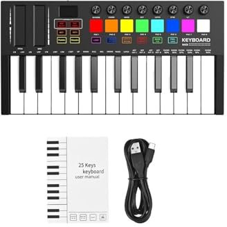 Professional Electronic Keyboard 25 Keys Keyboard Pad Arranger Portable Smart Music Screen Adjustable Knob Keys