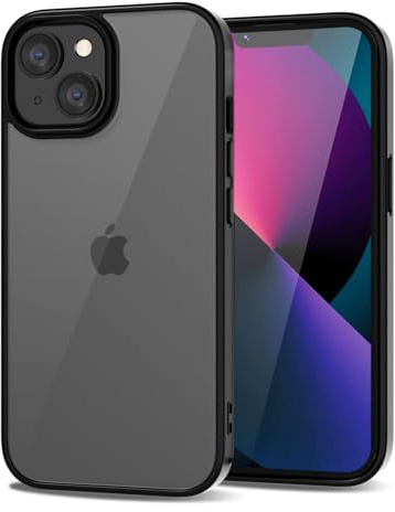 LoeoeL for iPhone 13 Mini Case Clear, Transparent Hybrid 13 Mini Phone Case [Hard Plastic & Soft Silicone Bumper] Acrylic Non Yellowing Thin Slim Protective Cover for Women, Black