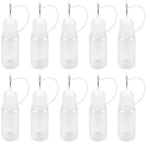 FERCAISH 10Pcs Needle Bottles, 10 ml Needle Tip Glue Bottle, Precision Tips Applicator Bottle, Glue-Bottle Applicator Pen for DIY Quilling Craft Acrylic Painting