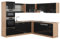 Vicco Eckküche R-Line, Schwarz Hochglanz/Goldkraft Eiche, 237 x 247 cm, AP Eiche