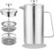 Misichao Petite cafetière à piston 2 tasses, cafetière isotherme en acier inoxydable avec système de filtration à 3 niveaux, 3 filtres supplémentaires, 350 ml, argenté