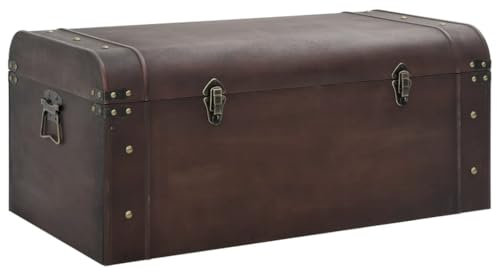 vidaXL Schatztruhe mit Riegeln, Schatzkiste mit Verschlüsse Griffe, Schatulle für Schlafzimmer Wohnzimmer, Truhe, Dunkelbraun Sperrholz