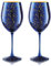 Joeyan Wine Glasses Set of 2, Long Stem Blue Glass Goblet with Gold Star Patterns, 580ml Large Burgundy Red Wine Glass Drinking Cup for Graduation Wedding Anniversary Birthday Christmas Gifts