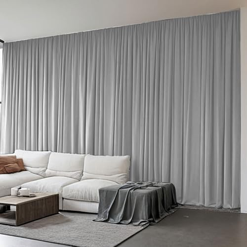 Extra breite Verdunkelungsvorhänge, schalldicht, Raumteiler-Vorhänge für Deckenschienensystem oder Stange mit Haken, Sichtschutz vom Boden bis zur Decke, Vorhang für Wand-Deckenmontage, Schiene, 1