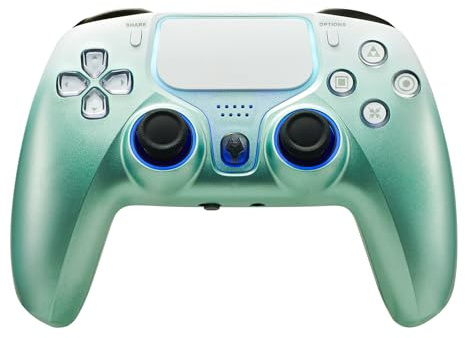NBCP-Game controller für PS4, kabellos, playstation 4 controller, Controlador Inalámbrico PS4, 1200 mAh Akku/Doppelmotoren/6-Achsen-Gyro/3,5 mm Audiobuchse/Hall Effekt-Sensor (Grün)