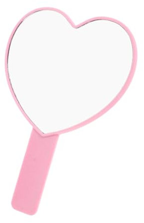 minkissy Miroir De Poche en Forme De Cœur Rose, Miroir De Maquillage De Voyage Portable, Petit Miroir De en Forme De Cœur, Miroir Cosmétique en Plastique avec Poignée pour