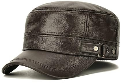 Berretto Militare Berretto Militare Da Uomo Berretto Da Baseball In Pelle Berretto Sportivo Vintage Berretto Con Visiera Berretto Da Baseball Cappello In Pelle For L'uso In Autunno(Brown_Large)