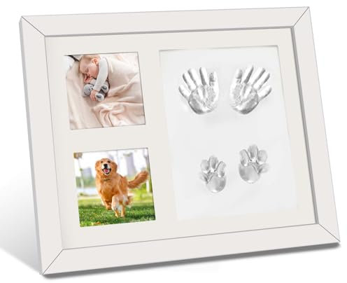 Handabdruck Set, FußAbdruck Baby, Baby Erstausstattung Neugeborene, Gipsabdruck Baby Hand und Fuß, Inklusive HäNge- und Tischdekoration für PersöNliche Geschenke, Pfotenabdruck Set Hund & Katze