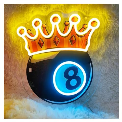 BYNGQW AtmosphäreHeimdekoration Billard-Neonschild Für Wanddekoration, Personalisiertes Licht Für Schlafzimmer Zuhause Geburtstag Bar Männerhöhle, Gaming-Raum, Party, 32.5cm×35cm