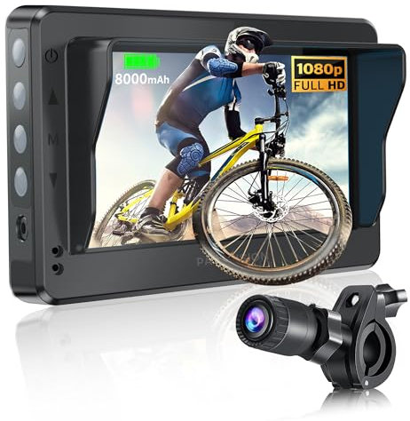 PARKVISION Bike Camera Mirror with Recording, 4.3” AHD 1080P Monitor Bike Rear View Camera, 8000mAh Battery, Essential Safety Gear for E-Bikes, City Bikes, and Mountain Bikes