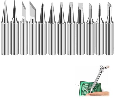 12 Pcs 900M Soldering Iron Tips for Yihua Hakko Quick Atten Ryobi Weller Welding Equipment Accessories and More DIY Soldering Stations/Guns Replacement Solder Tips (12 Different Sizes)