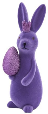 MACOSA WV55809 Osterhase beflockt Lila 21cm Kunststoff Dekohase Hase Skulptur Oster-Deko Osterdekoration Figur Dekohase Dekofigur Ostern Dekoration Tischdeko (Lila)